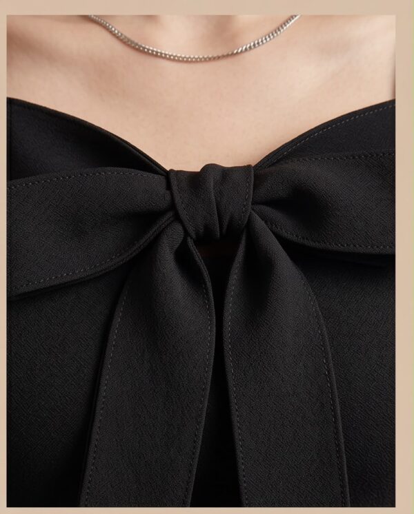 Square Neck Tie-Back Top — Black, Short Sleeve Fitted with Open Back