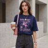 Western Graphic Oversized T-Shirt — Navy Cotton with Pink Print