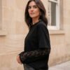 2dc10e41-5e81-4997-8c07-80cbf67fe756 Lace Sleeve Oversized Top — Black, Long Sleeve with Sheer Panels