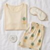 Pineapple Print Cotton Pyjama Set — Cream Tee & Drawstring Shorts