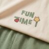 “Fun Time” Cotton Pyjama Set — Cream & Green Colour-Block Tee and Shorts