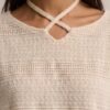 Oversized Open-Knit Jumper — Cream, Strap Detail Neckline