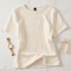 5ddfc18f-7df2-4207-98ec-1f5e92982b61 Textured Jacquard T-Shirt — Cream, Embossed Floral Fan Pattern