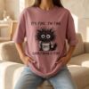 “It’s Fine, I’m Fine” Coffee Graphic Oversized T-Shirt — Dusty Pink Cotton