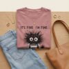 “It’s Fine, I’m Fine” Coffee Graphic Oversized T-Shirt — Dusty Pink Cotton