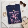 Western Graphic Oversized T-Shirt — Navy Cotton with Pink Print