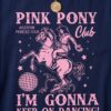 Western Graphic Oversized T-Shirt — Navy Cotton with Pink Print