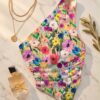 One-Shoulder Floral Print Top — Watercolour Meadow, Fitted Sleeveless
