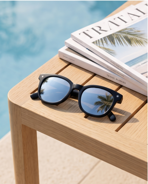 Black Square Sunglasses with Star Detail