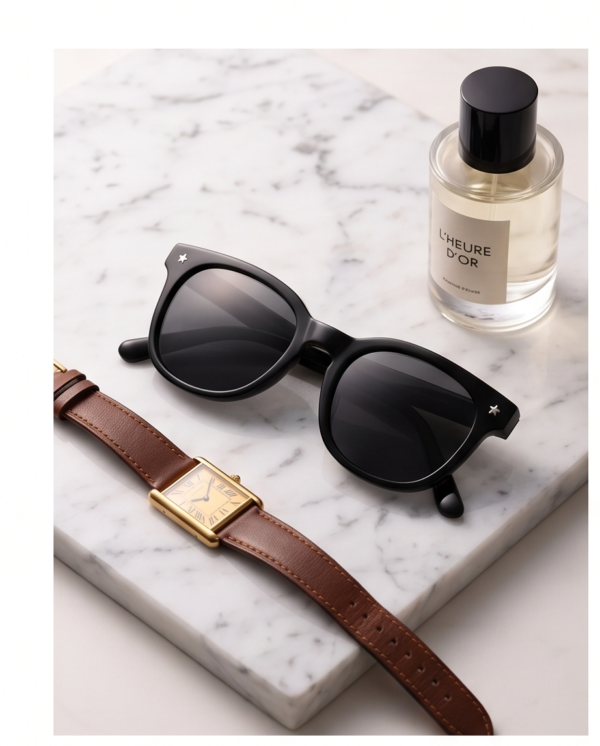 Black Square Sunglasses with Star Detail