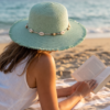 BS-ACC-002_1 Mint Green Fringed Straw Sun Hat