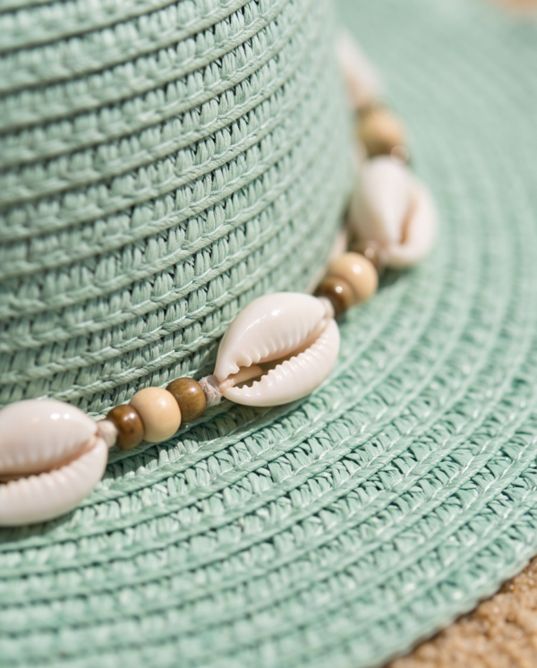 BS-ACC-002_2 Mint Green Fringed Straw Sun Hat