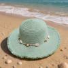 BS-ACC-002_3 Mint Green Fringed Straw Sun Hat