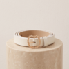 BS-ACC-003_1 White Belt with Gold Beaded Circle Buckle