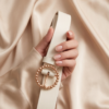 BS-ACC-003_2 White Belt with Gold Beaded Circle Buckle