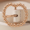 BS-ACC-003_4 White Belt with Gold Beaded Circle Buckle