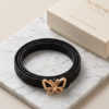 Black Braided Belt with Gold Butterfly Buckle