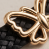 Black Braided Belt with Gold Butterfly Buckle