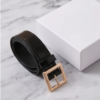 Black Croc-Embossed Belt with Gold Square Buckle