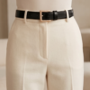 Black Croc-Embossed Belt with Gold Square Buckle