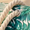 BS-ACC-007_2 Teal Tropical Leaf Print Canvas Tote Beach Bag