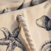 Cream Seashell Print Canvas Tote Beach Bag