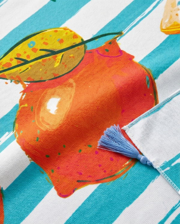 Citrus Print Striped Beach Blanket