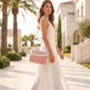 Pink Embroidered Boho Fringe Crossbody Bag