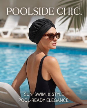 Black Ruched Swim Turban