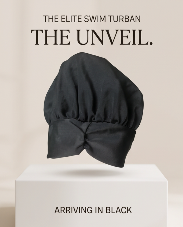Black Ruched Swim Turban