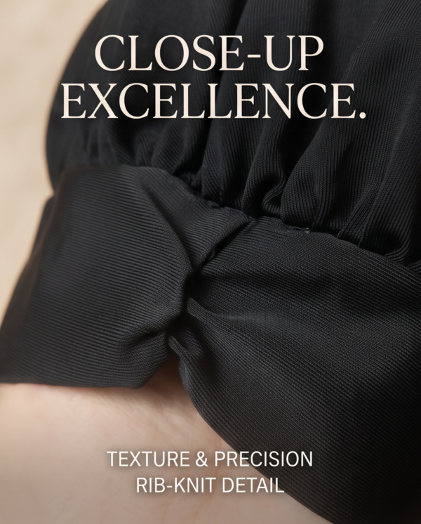 Black Ruched Swim Turban