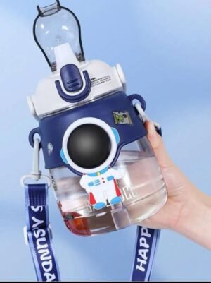 Blue Astronaut Design Kids Water Bottle with Strap