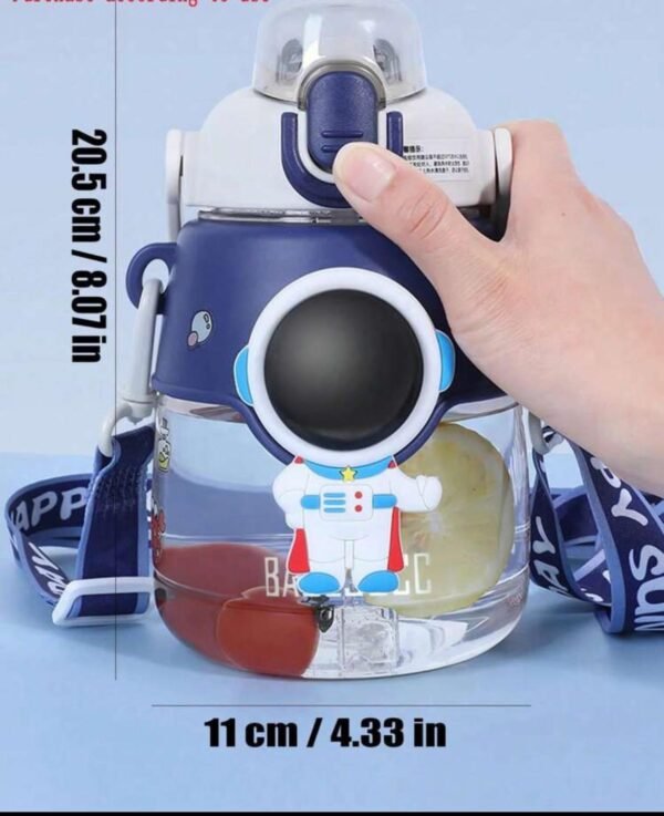 BS-ACC-022_3 Blue Astronaut Design Kids Water Bottle with Strap