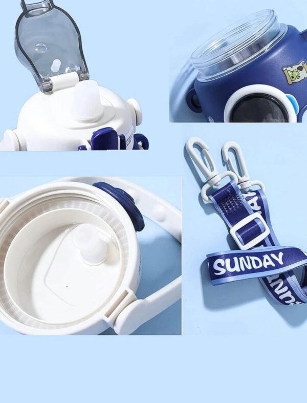 BS-ACC-022_4 Blue Astronaut Design Kids Water Bottle with Strap