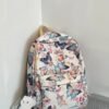 BS-ACC-023_1 White Butterfly Print Backpack with Plush Charm