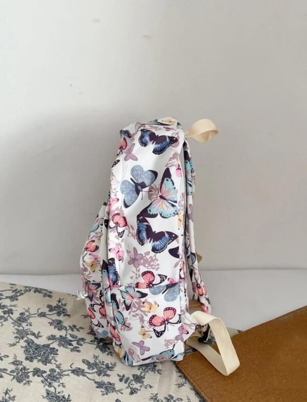 BS-ACC-023_2 White Butterfly Print Backpack with Plush Charm