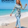 Floral Long-Sleeve Burkini with Blue Leggings