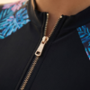 Black Zip-Front Burkini with Floral Sleeves