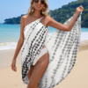 Black & White Tie-Dye Wrap Beach Coverup