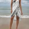 Black & White Tie-Dye Wrap Beach Coverup