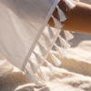 White Tassel Trim Kimono Beach Cover-Up