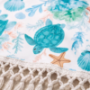 White Sea Turtle Print Fringe Hem Beach Coverup Dress