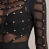 Black Studded Mesh Bandage Bodycon Dress