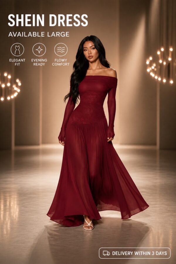 Burgundy Off-Shoulder Flowy Maxi Dress