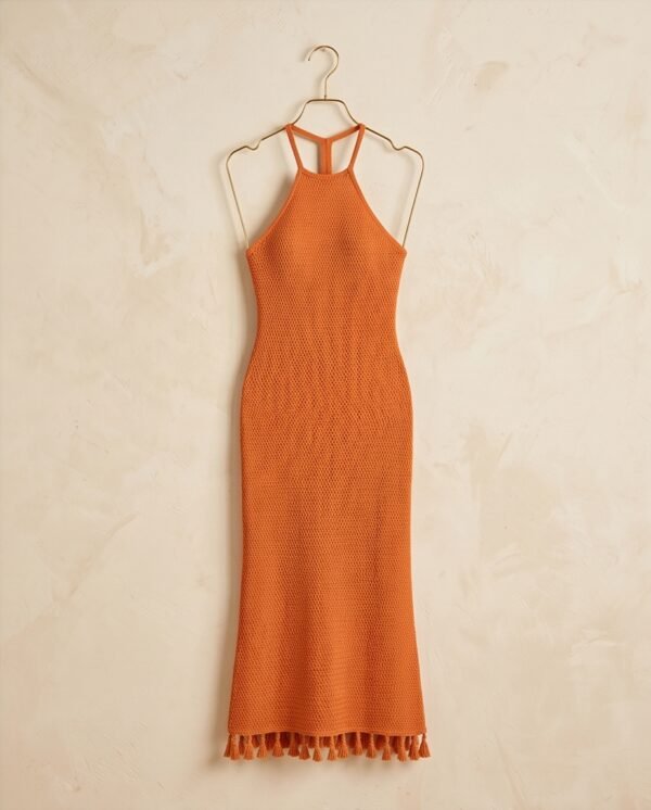 BS-DRS-005_3 Burnt Orange Crochet Halter Maxi Dress