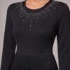 BS-DRS-012_2 Black Rhinestone Neckline Ombre Fringe Tiered Dress