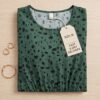 Green Dalmatian Print Wrap-Front Midi Dress