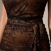 Black Lace One-Shoulder Ruched Midi Dress