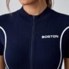 Navy Cotton Zip-Front Short Sleeve Romper Jumpsuit