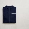 Navy Cotton Zip-Front Short Sleeve Romper Jumpsuit